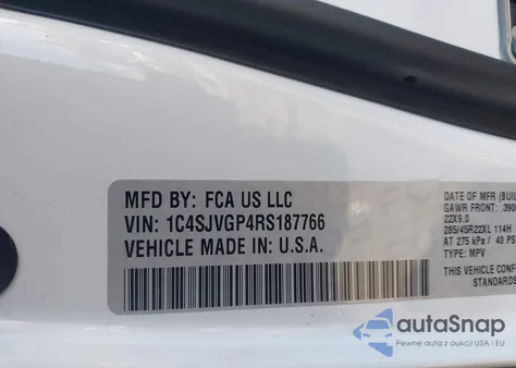 2024 Jeep Grand Wagoneer Series Iii Obsidian 4X4 z USA, uszkodzony, nr VIN 1C4SJVGP4RS187766